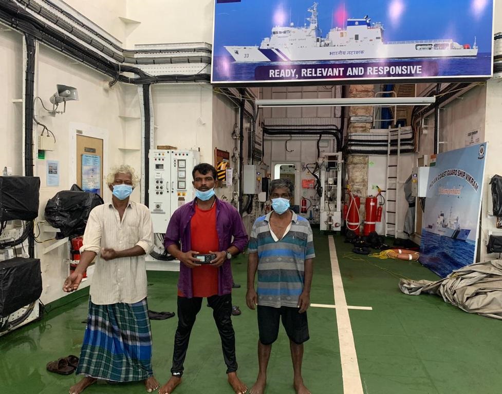 Indian Coast Guard rescues three stranded fishermen off Kannur