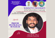 Dr.Pratik Mungekar has been appointed as Global Vice Chancellor for Wisdom University Dr.Pratik Mungekar, Global Vice Chancellor for Wisdom University, Prof.Dr.Pratik Rajan Mungekar