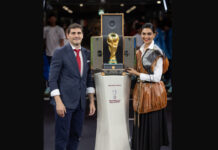 Deepika Padukone wears Louis Vuitton while presenting the FIFA World Cup Trophy in its Louis Vuitton Trunk at the FIFA World Cup Final Match Deepika Padukone wears Louis Vuitton while presenting the FIFA World Cup Trophy in its Louis Vuitton Trunk at the FIFA World Cup Final Match