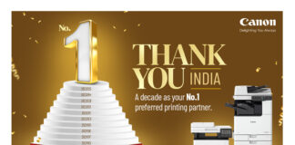Canon India Marks a Milestone of 10 Consecutive Years with No.1 Market Share in the Overall Laser Copier Based MFP Segment