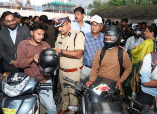 Helmet Distribution Drive Held in Hyderabad to Promote Road Safety