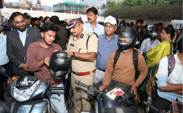 Helmet Distribution Drive Held in Hyderabad to Promote Road Safety