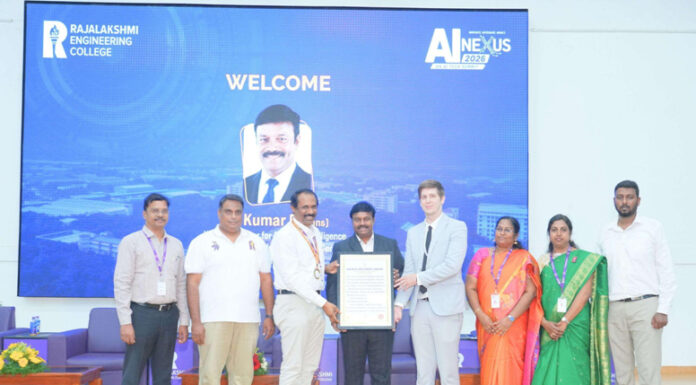 Rajalakshmi Engineering College Creates World Record at AI NEXUS 2026; Hon’ble Tamil Nadu AI Minister Applauds Historic Student Achievement