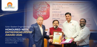 Solar Basket Engineering Private Limited Honoured With Entrepreneurship Award 2026, Marking a New Milestone in India’s Homegrown Solar Innovation Story